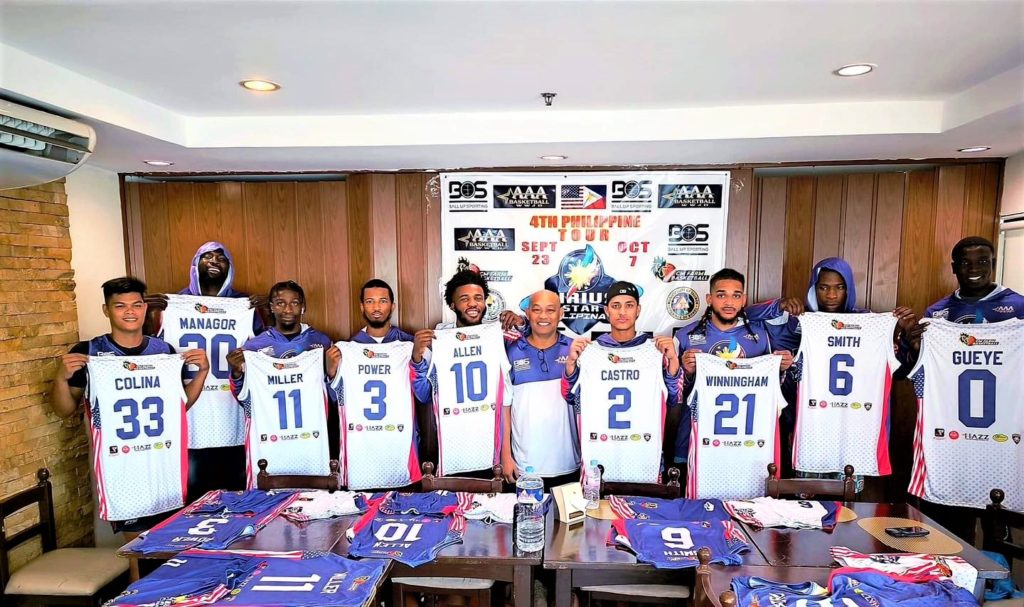 American Ballers to show off skills in the 4th Philippine Tour. Head coach Albert Alocillo (sixth from left) poses with the Sirius Star Pilipinas to promote their upcoming basketball tour during a press conference at the Sunburst Fried Chicken in Cebu City on Thursday, September 22, 2022. | Glendale G. Rosal