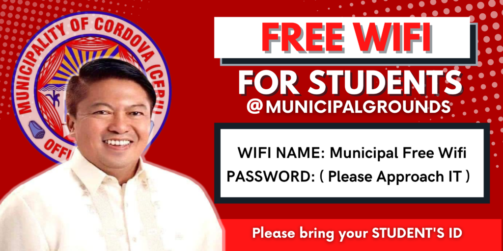The Cordova town government is offering free Wi-Fi connections for students and teachers doing research for school projects. | | Photo courtesy of Nanette Garong, executive secretary to the Mayor in Cordova town