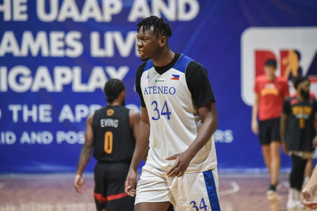 Ateneo Blue Eagles bow to Elitzu Eito in tuneup match in Israel. In photo is Ange Kouame during their game against the Bay Area. | Photo from Smart Sports