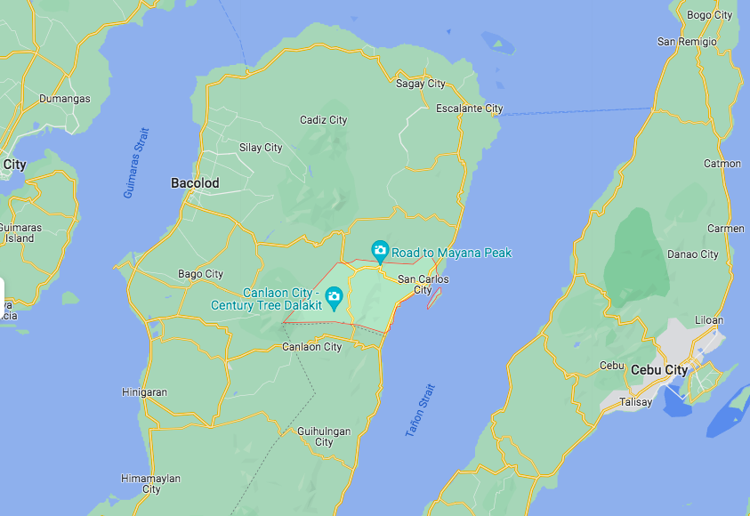 The Pinatflores Triathlon will be held in San Carlos City, Negros Occidental on Nov. 20, 2022. | Google map