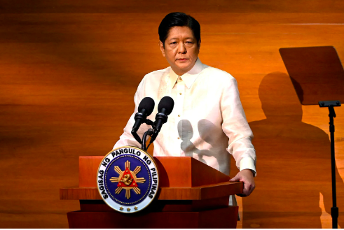 FILE PHOTO: President Ferdinand “Bongbong” Marcos Jr. delivers his first State of the Nation Address, in Quezon City, Metro Manila, Philippines, July 25, 2022. Jam Sta Rosa/Pool via REUTERS/File Photo/File Photo