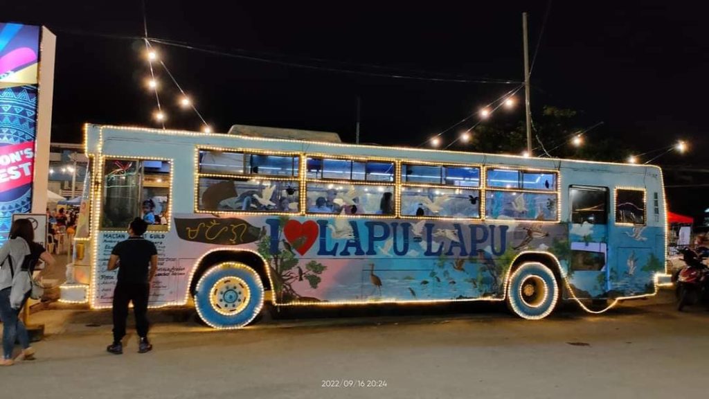 Kasadya sa Lapu-Lapu features colorful buses converted into dining areas at the city hall grounds. | Futch Anthony Inso