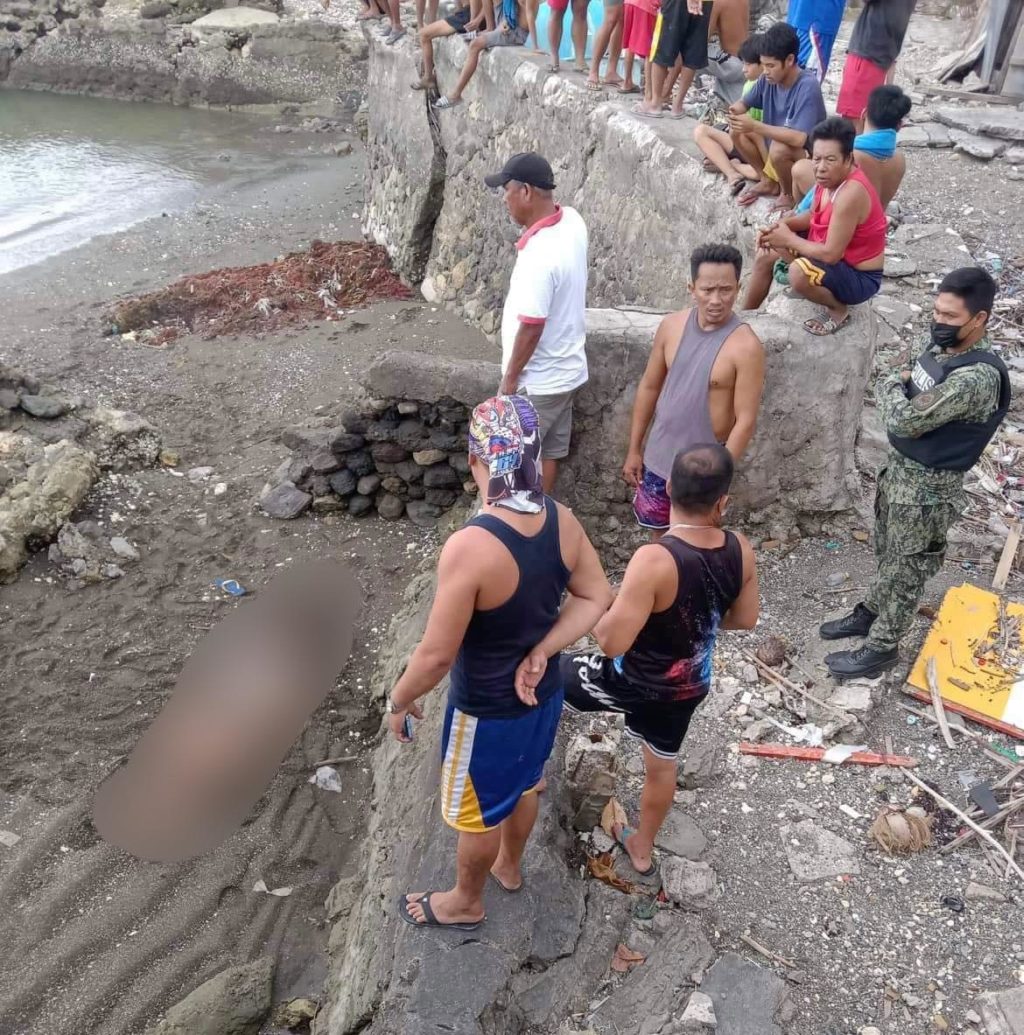 Police continue to investigate the possible cause of death of a woman who was found along the shoreline of Barangay Biasong on Sunday afternoon, Oct. 9, 2022. | Talisay PS