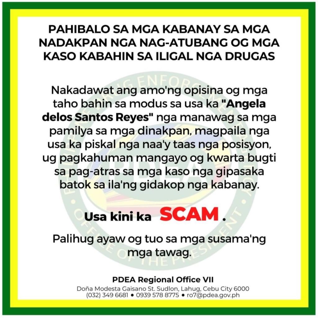 PDEA-7 WARNS ABOUT SCAMMER.