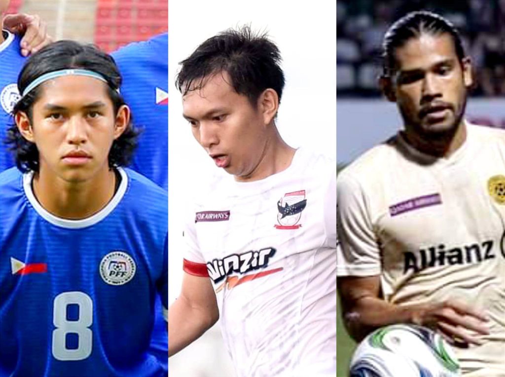 Amil Kamirul (from left), Jeremiah Borlongan, and Ivan Ouano are among the booters called up to join Azkals training pool for the Asian Football Federation tournament, which will be held in December this year. | Photos from the PFF Website, Cebu Football Club Facebook page, and United City FC Facebook page.