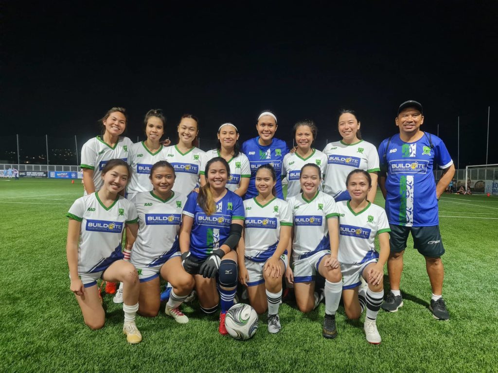 The Arki United FC women's football team pose for a group photo during the Justice Lee Jr. Memorial Football Cup last Sunday, at the Dynamic Herb-Borromeo Sports Complex football pitch in the South Road Properties (SRP). | Contributed Photo