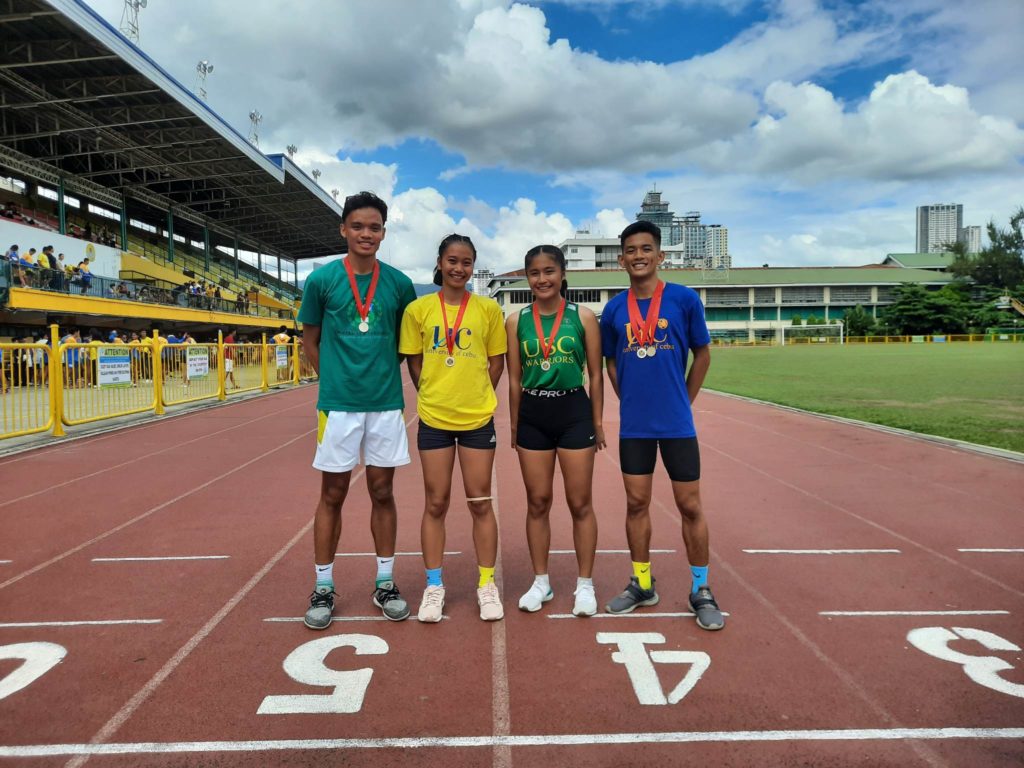 USC, UC rules the two-day Cesafi athletics competition. Cesafi's best tracksters (from left to right) in Stephen Pekitpekit (USC), Vanessa Aviso (UC), Vanessa Rose Rota (USC), and Haille Fiedacan (UC), pose at the CCSC track oval after the awarding ceremony on Sunday, Dec. 4, 2022. | Photo courtesy of Lyle Larida