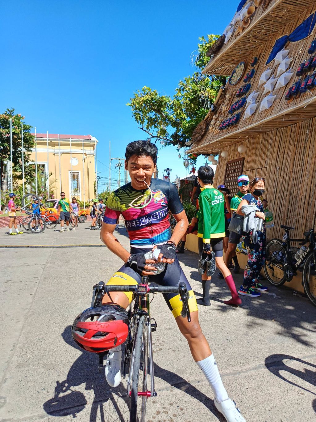 Chris Andreu Ferrer of Cebu City Niños wins the criterium race, a the cycling event, in the ongoing Batang Pinoy National Championships in Vigan, Ilocos Sur. | Contributed Photo