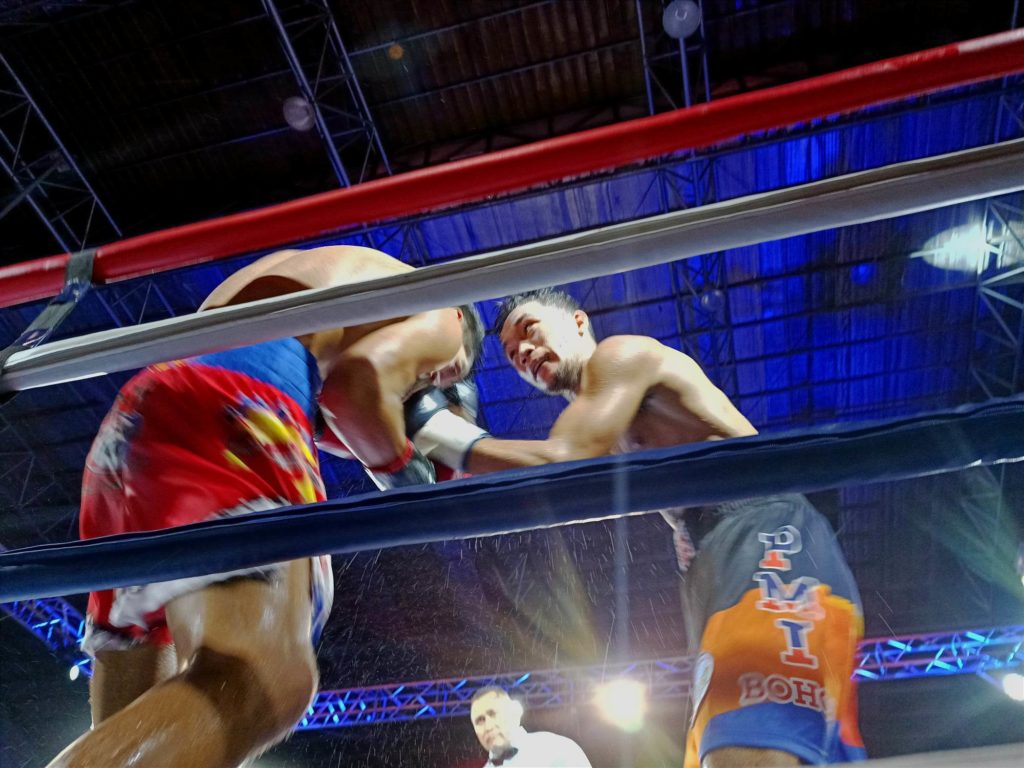 PMI Boxing Stable OK with Nicolas-Tesoro rematch but with a condition. Daniel Nicolas of PMI Bohol Boxing Stable throws an uppercut while he presses Jestine Tesoro against the ropes in their WBO Oriental Youth featherweight showdown last Dec. 8, 2022, in Calape, Bohol. | Glendale Rosal