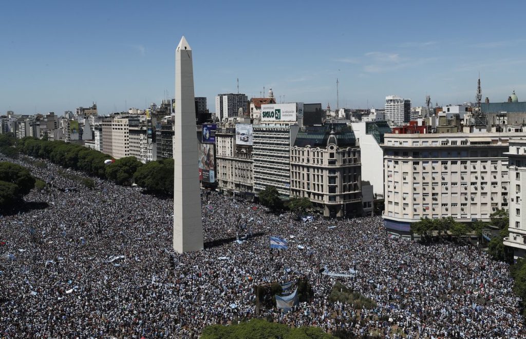 Argentina's World Cup heroes airlifted in helicopters as street party overflows