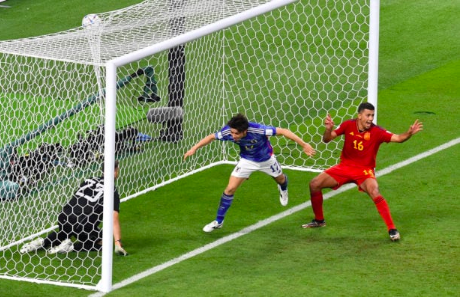FIFA World Cup Qatar 2022 – Group E – Japan v Spain – Khalifa International Stadium, Doha, Qatar – December 1, 2022 Japan’s Ao Tanaka scores their second goal REUTERS/Jennifer Lorenzini