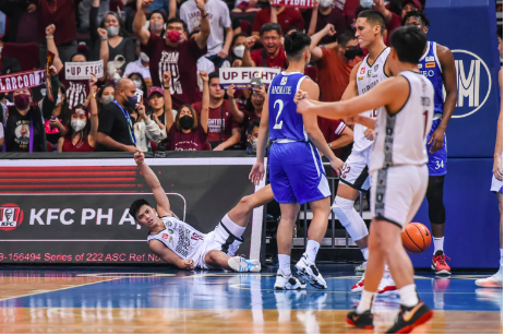 UP Fighting Maroons’ Harold Alarcon in Game 1 of the UAAP men’s basketball finals. –UAAP PHOTO