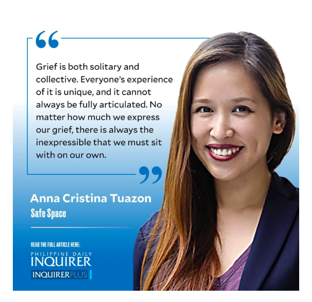 Anna Cristina Tuazon explains the many faces of grief by sharing her experience during the death of her grandfather in her piece today.