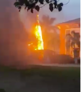 A fire destroyed the giant Christmas tree of San Miguel town, Iloilo on Friday, December 23.(SCREENSHOT OF CONTRIBUTED VIDEO)