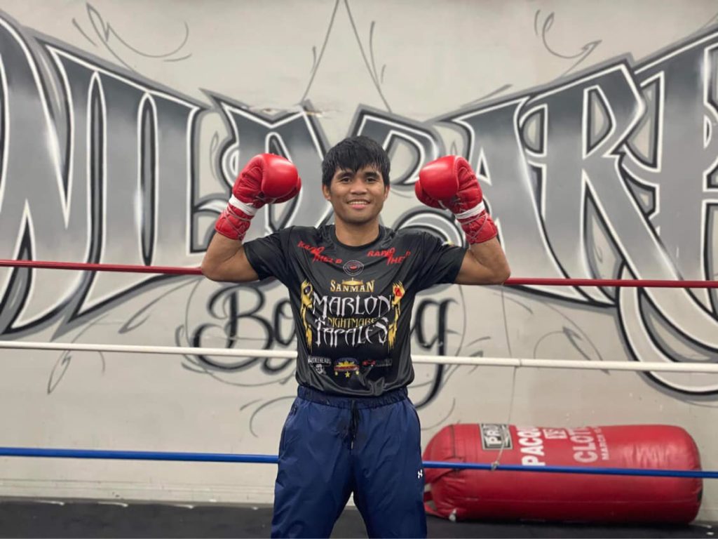Marlon Tapales takes a break during his training at the Wild Card Gym in Los Angeles. | Photo from Tapales' Facebook page.