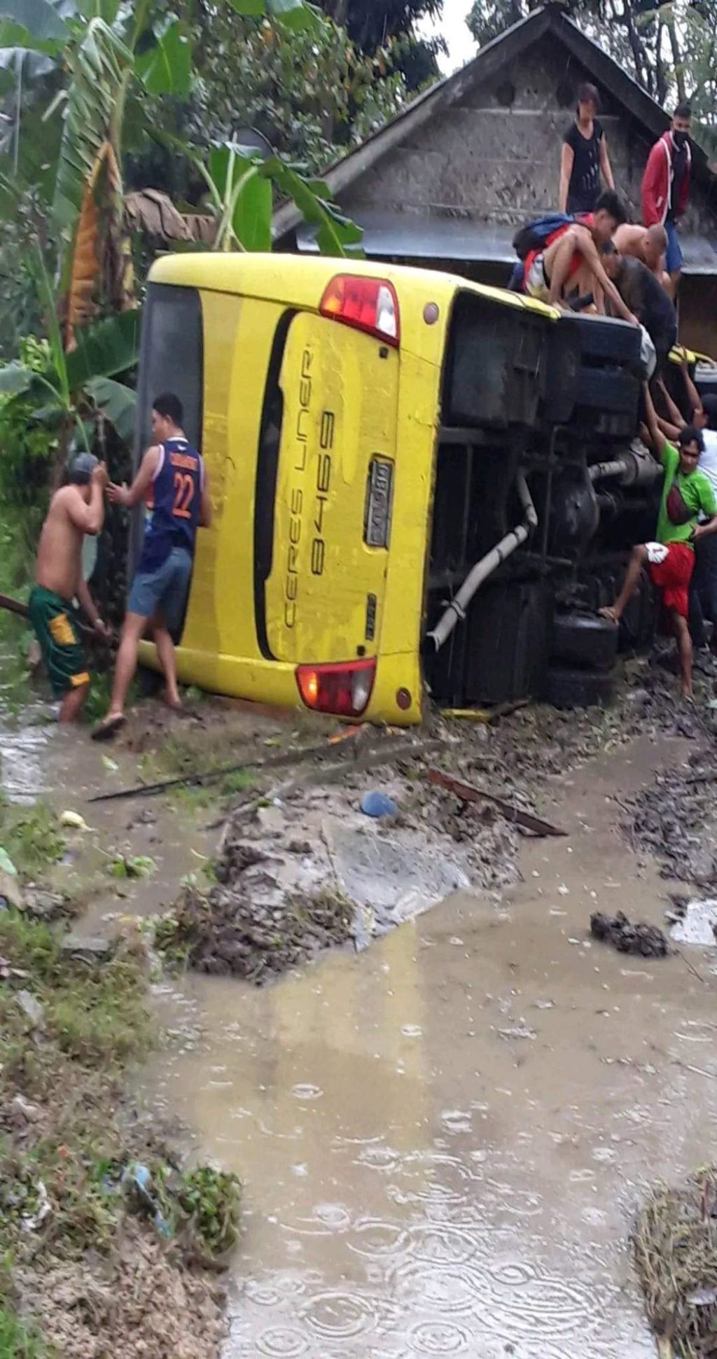 Badian accident: Bus hits motorcycle; 1 dead, 25 hurt. A passenger bus fell on its side after the driver lost control when the bus hit a motorcycle at around 1 p.m. on Thursday, Jan. 12, 2023, in Barangay Banhigan, Badian town, southwestern Cebu. The accident caused the death of a 15-year-old boy and injury to 25 others. | Contributed photo