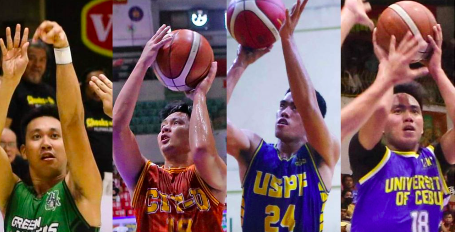 UV's Ted Saga, CIT-U's Jim Taala, USP-F's Dave Paulo, and UC's Jasper Pacana. They will be seen in action in the inter-collegiate basketball tilt in Dalaguete town, south Cebu, this weekend. | Photos from Sugbuanong Kodaker Facebook page