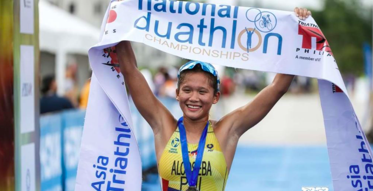 Raven Faith Alcoseba finishes in the National Duathlon Championships in December 2022 in New Clark City in Tarlac. | Photo from the National Duathlon Championships page