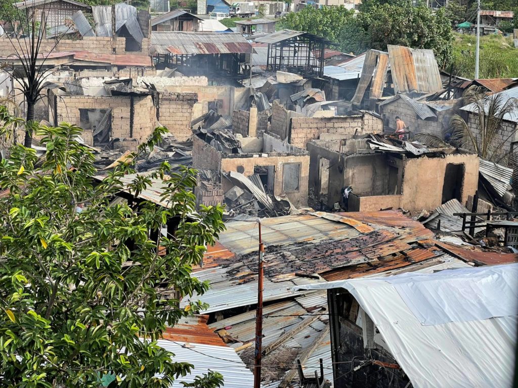 Photo of the fire site in Barangay San Roque in Talisay City.