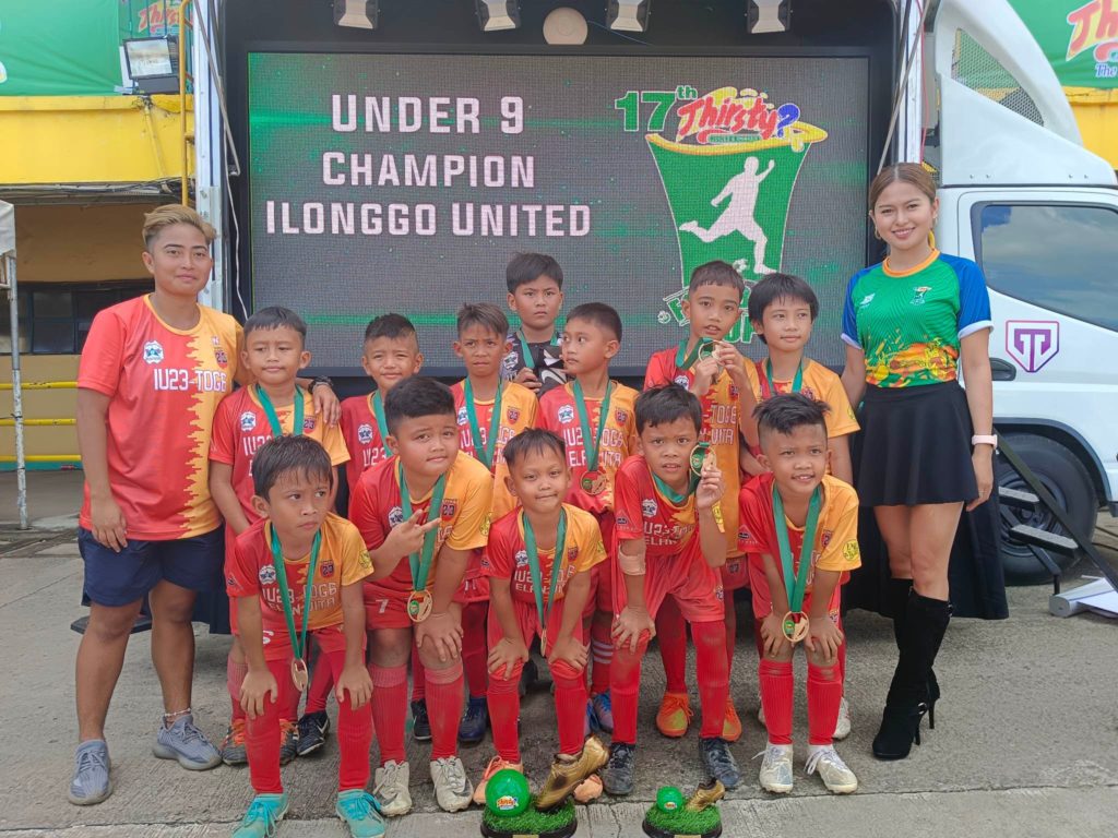 Ilonggo United's under-9 team pose for a group photo during the awarding ceremony of the Thirsty Football Cup.