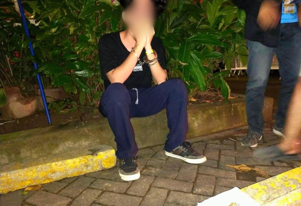 A 20-year-old man, who claimed to be a Grade 12 student, was jailed after he was caught smoking dried marijuana leaves on Sunday, Feb. 5, outside an establishment along General Maxilom Avenue in Barangay Kamputhaw, Cebu City. | Contributed photo