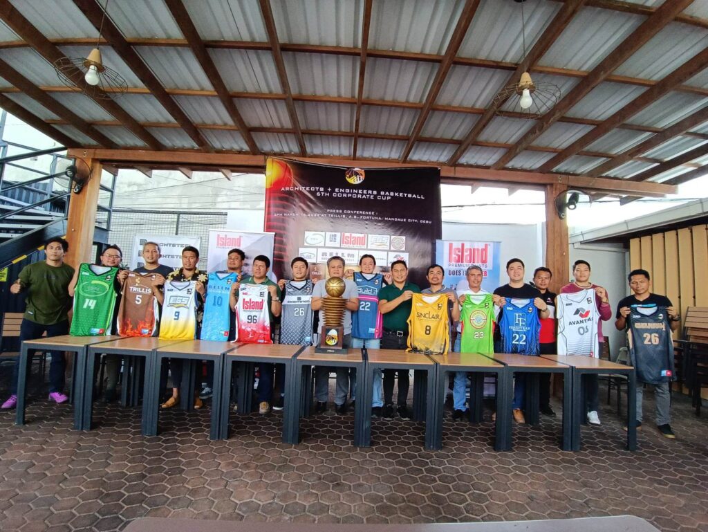 The organizers and team captains of the Architects + Engineers Basketball Club Corporate Cup pose for a group photo during its presser at Trillis along A.S Fortuna Street on Thursday. | Glendale Rosal