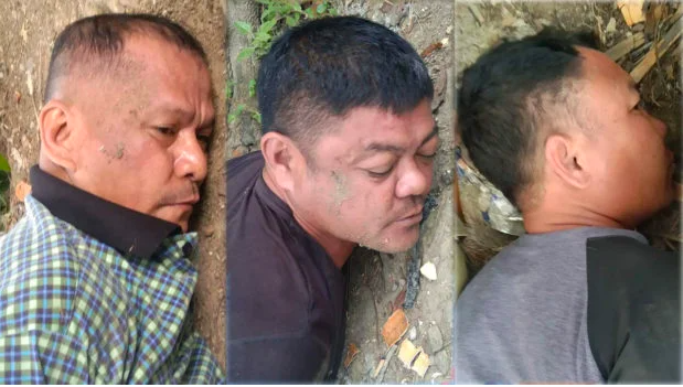 Three of the six suspected gunmen in the killing of Negros Oriental Gov. Roel Degamo are arrested in pursuit operations Sitio Punong, Barangay Cansumalig, Bayawan City, Negros Oriental. The arrest came seven hours after the attack that took place inside the governor’s house. (Contributed photos)