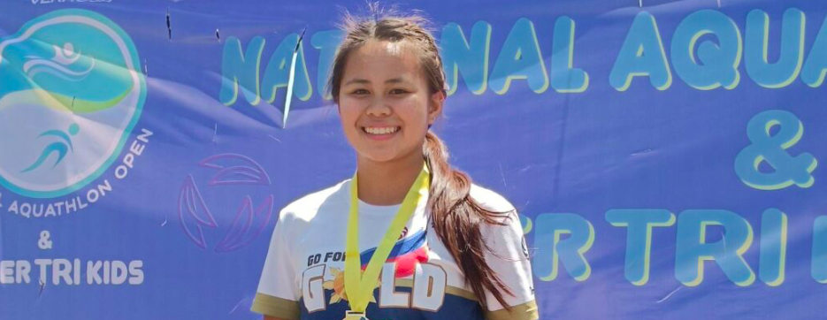 Moira Frances Erediano during the awarding ceremony of the National Aquathlon Open and Super TriKids in Cavite. | Contributed Photo