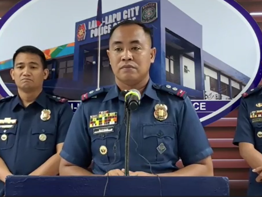 Police Major Joey Bicoy speaks in a recent press conference. 