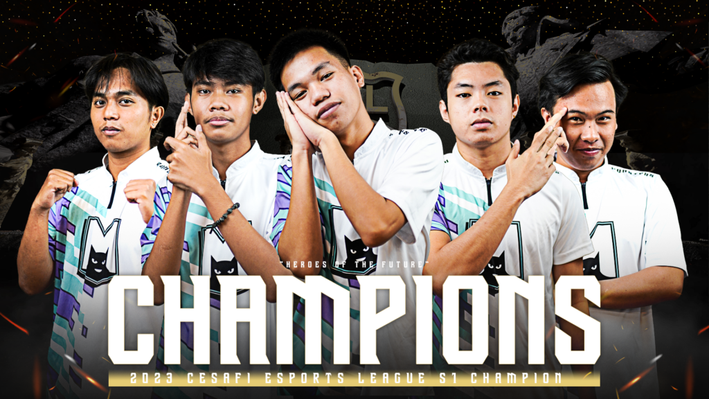 Photo of the UCLM Webmasters, the inaugural champions of the Cesafi Esports League.