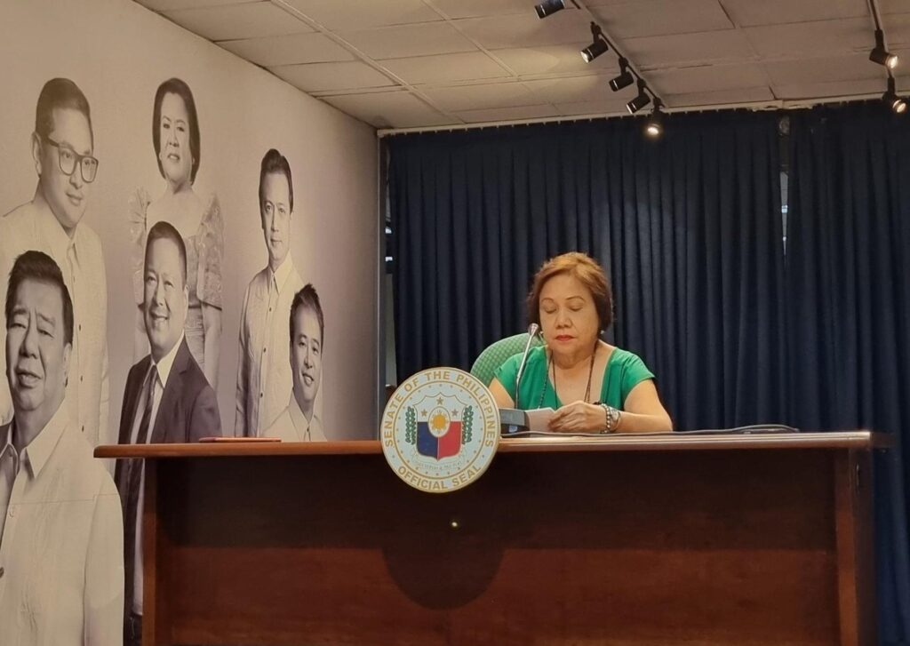 Senator Cynthia Villa holds a press conference to clarify accusations that she reprimanded security guards in Las Piñas City.