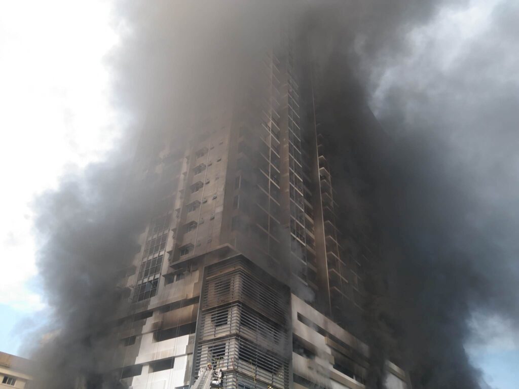 This is the high-rise building at the height of the fire on April 14 which resulted to the loss of property estimated to be nearly P4 billion.