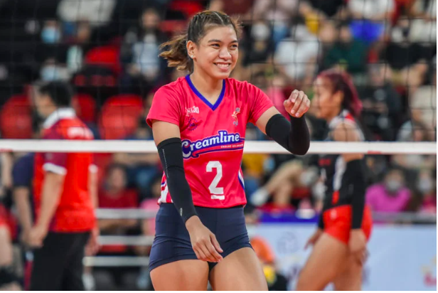FILE – Creamline’s Alyssa Valdez reacts during the Cool Smashers game against the Chery Tiggo Crossovers in the PVL Reinforced Conference semifinals. PVL PHOTO