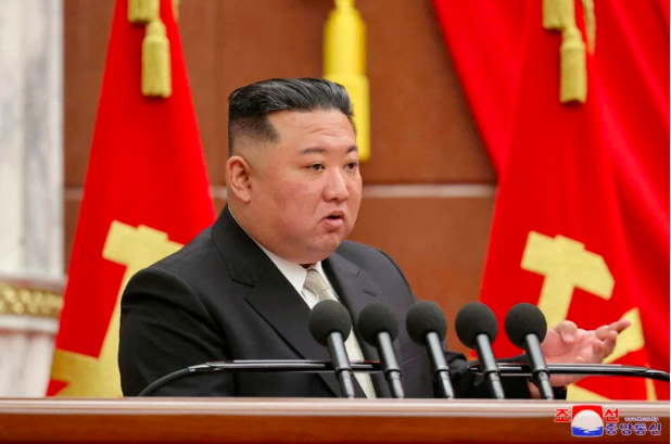 North Korean leader Kim Jong Un attends the 7th enlarged plenary meeting of the 8th Central Committee of the Workers’ Party of Korea (WPK) in Pyongyang, North Korea, March 1, 2023 in this photo released by North Korea’s Korean Central News Agency (KCNA). (KCNA via REUTERS)