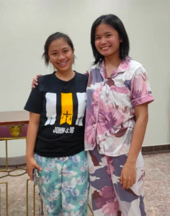 Phoebe Joy Dingcong is with her adviser during her nursing board exam days. | Contributed photo