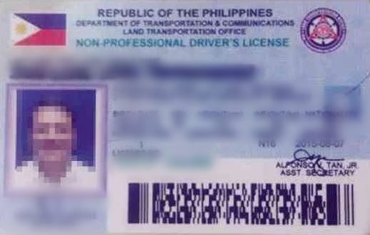 New driver’s license card for motor vehicles issued by LTO.