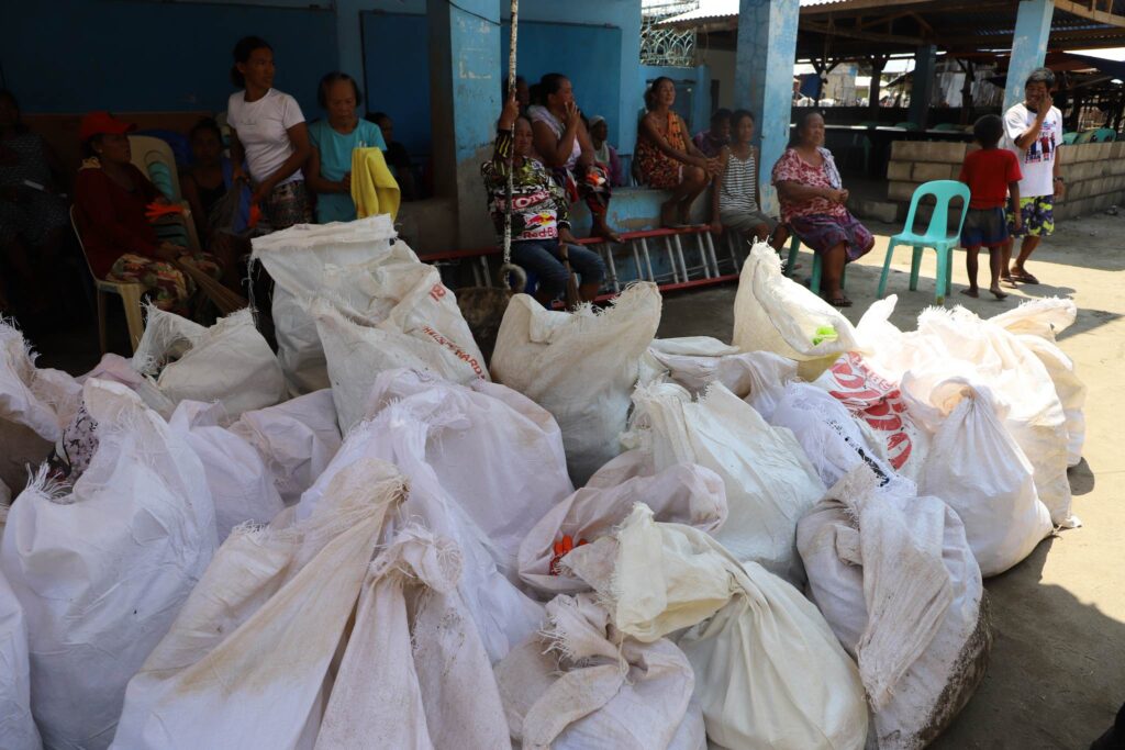 Sacks of garbage were collected during the coastal cleanup in the islet of Pangan-an in Lapu-Lapu City on Tuesday.