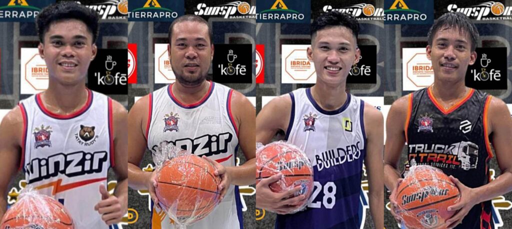 MPBA : Truck N Trail among 4 teams advancing into second round of playoffs. IN Photo are Kenneth Rebutazo of Tatay Rudy's (from left), Carlo Camacaylan of AE Sports Masters, Jeff Gudes of Artera Builders, and Truck N trail's Dwight Dabon, who are the best players in Sunday evening's MPBA playoffs games. | Contributed photo