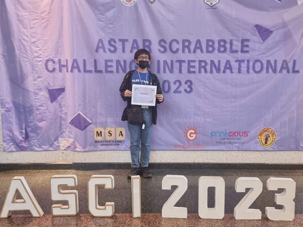 Talisic, Cebuano word wizard, tops Astar Scrabble Challenge in Kuala Lumpur. In photo is Lord Garnett Talisic during the ASTAR Scrabble Challenge Intenational in Kuala Lumpur, Malaysia. | Contributed photo