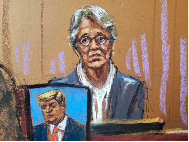 Jessica Leeds testifies during a civil trial, where E. Jean Carroll accuses the former U.S. president in a civil lawsuit of raping her in a department store dressing room in the mid-1990s, and of defamation, in New York, U.S., May 2, 2023, in this courtroom sketch. REUTERS