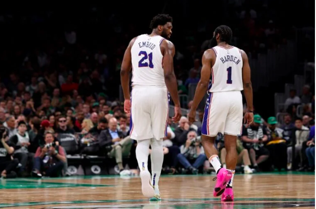 Tyrese Maxey tormented the Celtics with 30 points, including six three-pointers, while point guard James Harden was a constant thorn in the side of the Celtics, finishing with 17 points, 10 assists and eight rebounds.“I thought Joel did a great job of shooting when he needed to shoot, and passing when he needed to pass,” Sixers coach Doc Rivers said. “Our composure overall was good. You know they’re going to make shots, they’re going to make runs. That team is tough, and you’ve got to breathe through it. I thought our guys did that.” Rivers reserved special praise for the contribution of Harden. James Harden #1 of the Philadelphia 76ers and Joel Embiid #21 talk during the second half of game five of the Eastern Conference Second Round Playoffs against the Boston Celtics at TD Garden on May 09, 2023 in Boston, Massachusetts. Maddie Meyer/Getty Images/AFP 