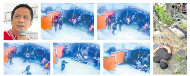 Arrested suspect in Degamo slay case cries torture, coercion. In photo is a series of screenshots from a security camera at the residence of Negros Oriental Gov. Roel Degamo (upper left photo) shows six gunmen in military-type uniform casually entering the compound in Pamplona town before shooting the governor and several of his constituents. (ROEL DEGAMO FACEBOOK /CONTRIBUTED PHOTOS