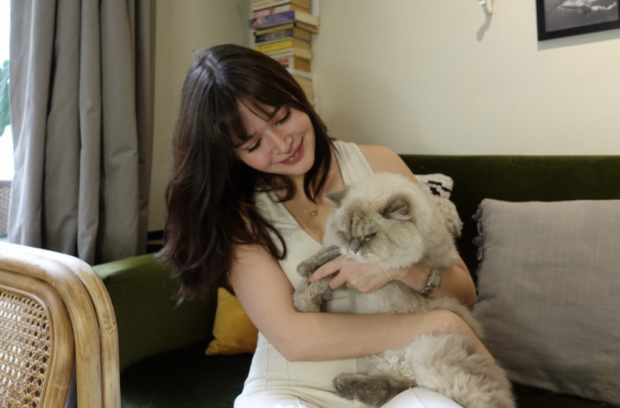 Bela Padilla and her cat Sputnik.