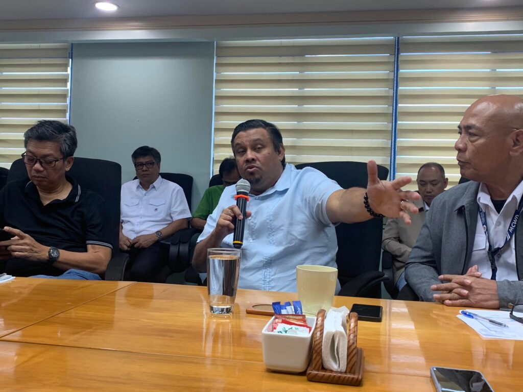 The MCWD Board led by its chairman Joey Daluz (center) talks about the latest developments of the MCWD during a presser today, June 1. | Wenilyn Sabalo