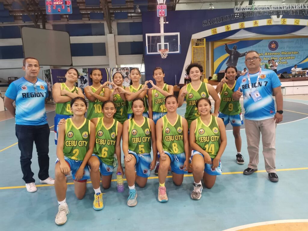 The ANS girls' basketball team wins its first game in the secondary girls’ basketball competition in the Pre-National Qualifying Meet in Cebu City. | Pre-National Qualifying Meet Facebook page.