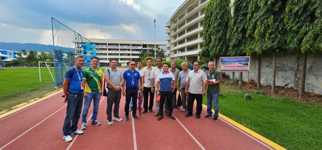 Officials from the CCSC, DepEd Cebu City, DepEd Region 7, and the Sacred Heart School-Ateneo de Cebu pose for a group photo during their ocular inspection of the latter's field and track oval in Mandaue City for the Palarong Pambansa clustering meet next week. | Photo from Adolf Aguilar