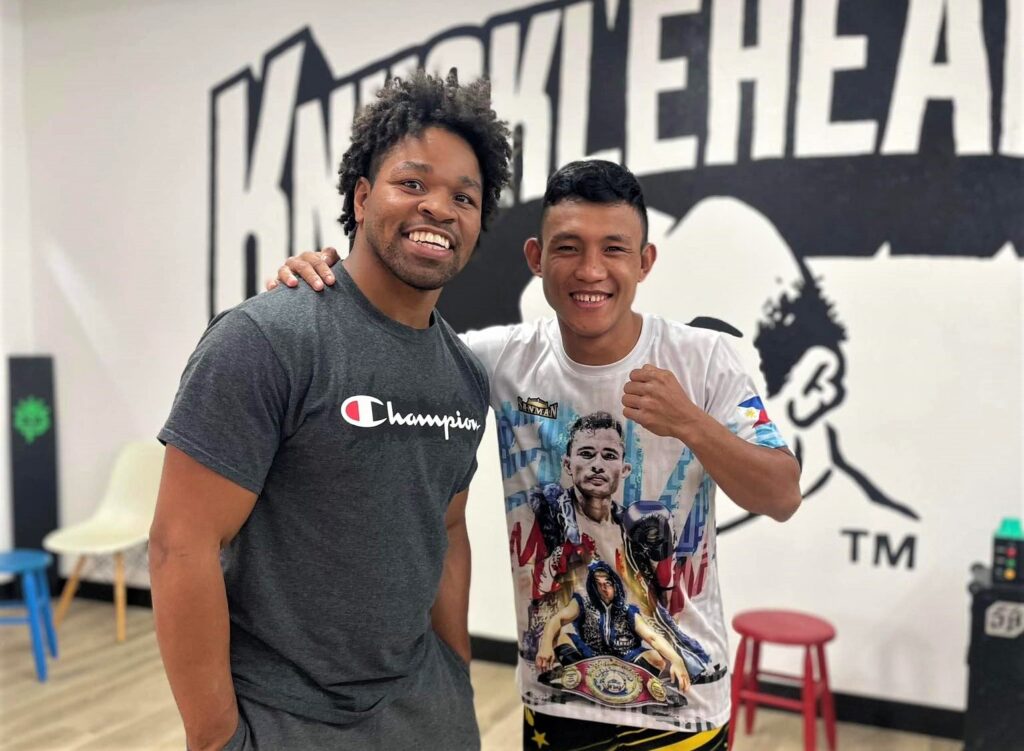 KJ Cataraja (right) says he is learning new things in training in the US including sparring with foreign boxers at the Wild Card Gym in Las Vegas and aside from that he has also met other boxing personalities like former champion Shawn Porter.