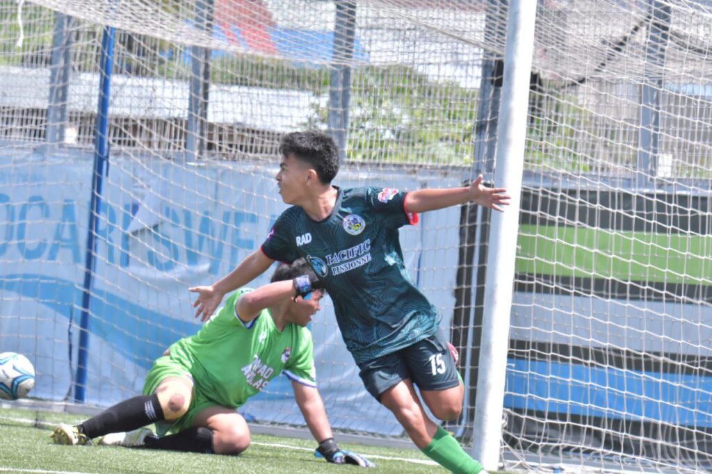 Wendrel Soco of CVFA celebrates after scoring a goal against Davao South Regional Football Association during the PFF U-19 Boys National Championship 2023 Group B tilt on Wednesday at the Dynamic Herb-Borromeo Sports Complex. | Photo from the PFF Youth Competitions Facebook page