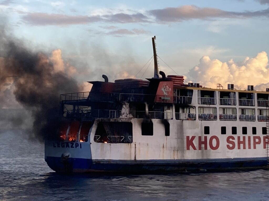 All the passengers of the fire-stricken vessel were rescued and brought safely to shore, said the Philippine Coard Guard Bohol and the Bohol Provincial Disaster Risk Reduction and Management Office. | PCG Bohol