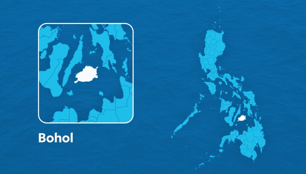 Map of Bohol for story: Almost 200 students in Bohol ‘possessed’ by evil spirits